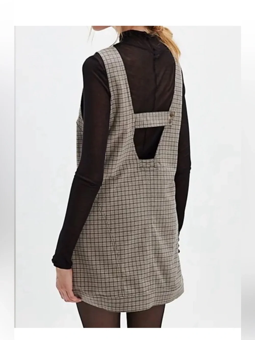 Free People Kai Shift Dress Womens Houndstooth Plaid Preppy Academia